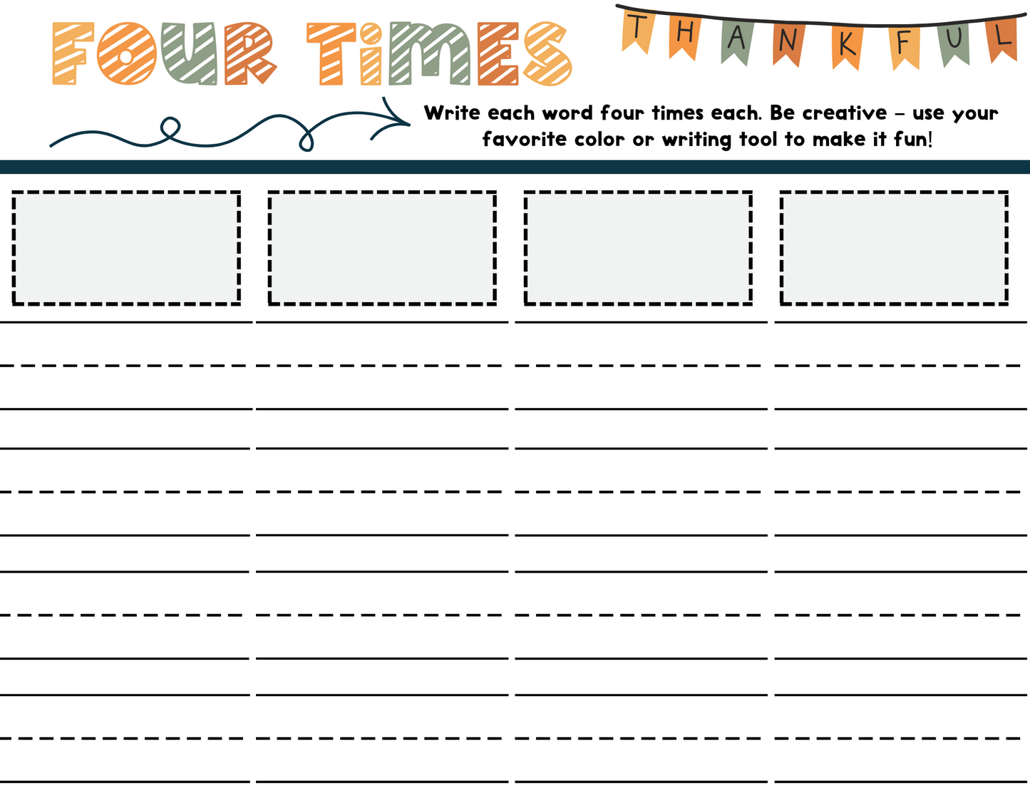 Spelling Word Work For ANY Spelling List (Gratitude Theme)