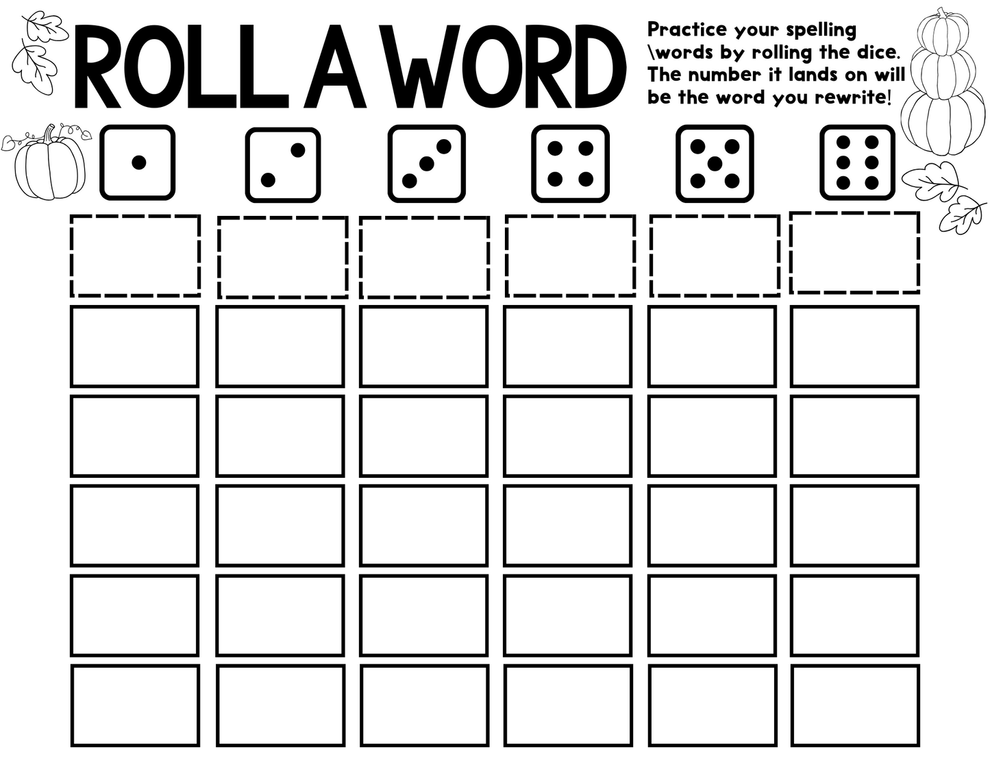 Spelling Word Work For ANY Spelling List (Gratitude Theme)