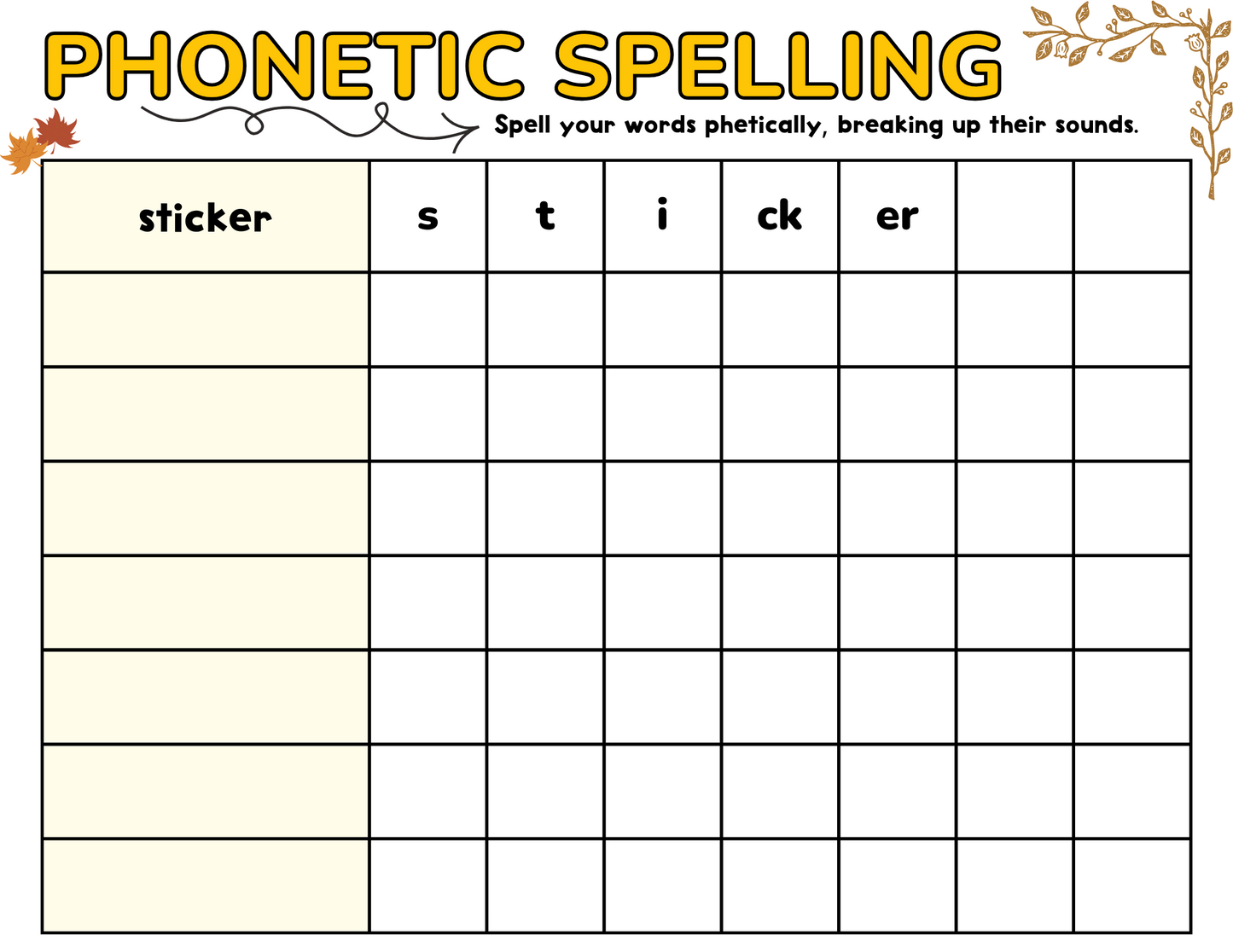 Spelling Word Work For ANY Spelling List (Gratitude Theme)