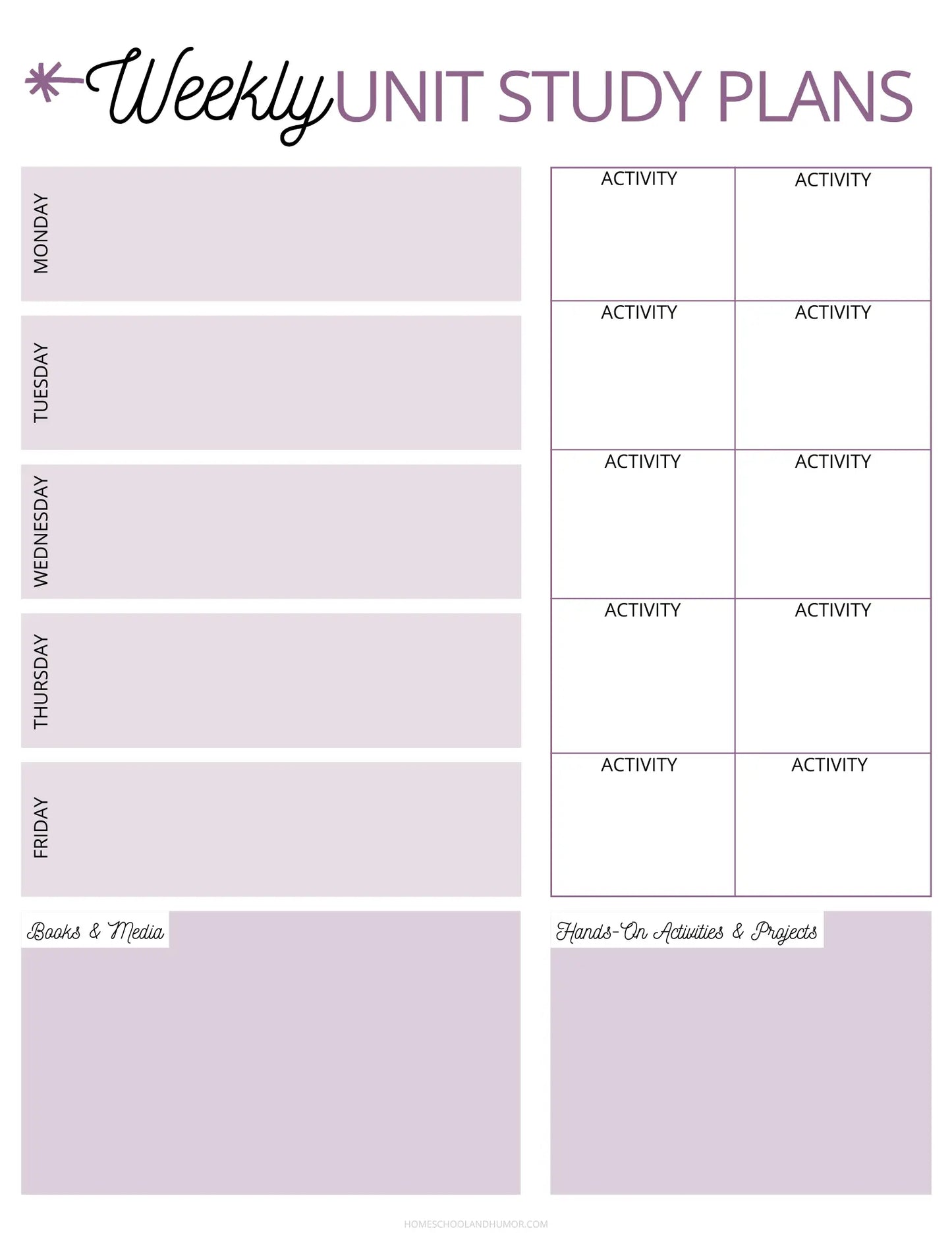 Maximum Unit Study Planner for Homeschool Unit Studies Homeschool and Humor