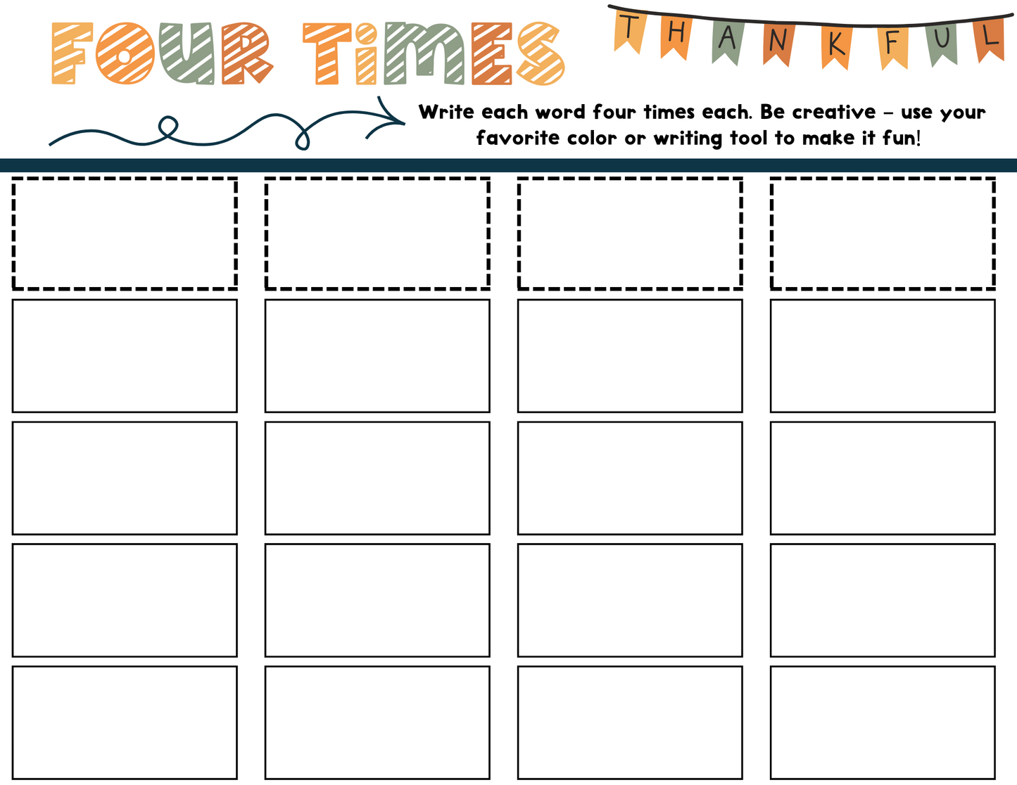 Spelling Word Work For ANY Spelling List (Gratitude Theme)