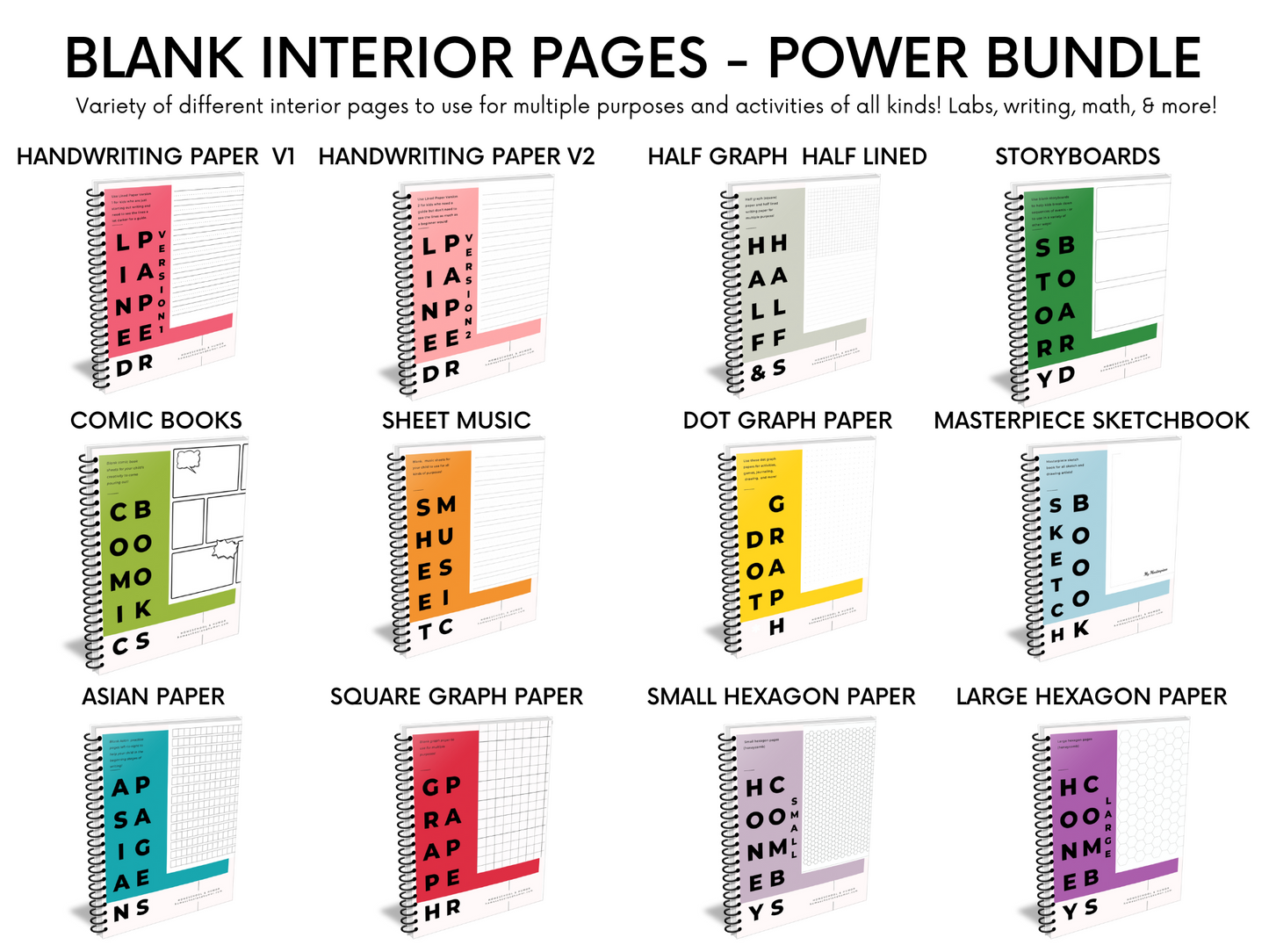 Blank Notebook Pages Power Bundle | Blank White Pages | Blank Story Pages