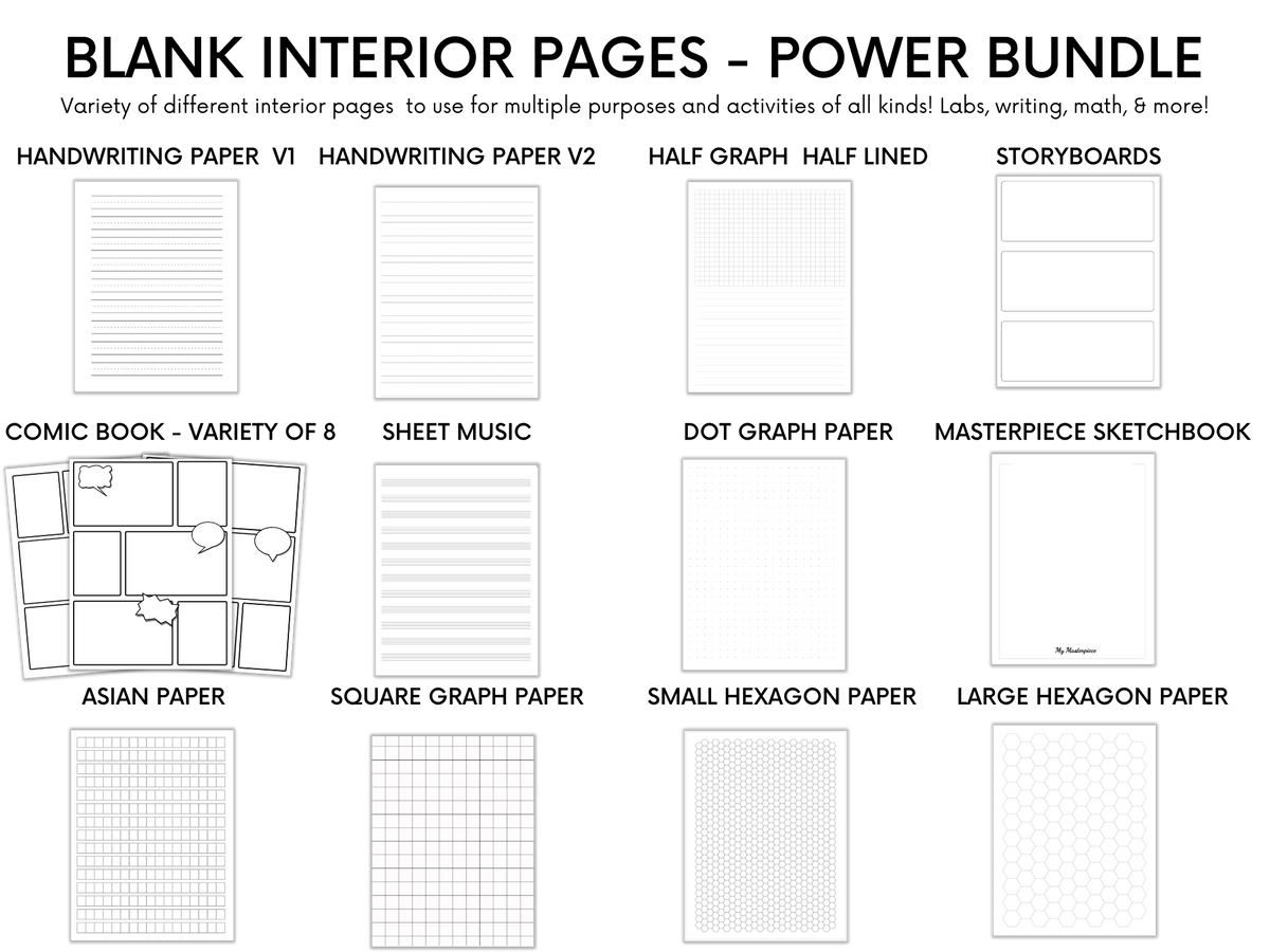 Blank Notebook Pages Power Bundle Blank White Pages Blank Story Pa