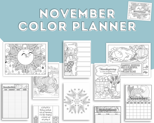 November Coloring Planner for Moms