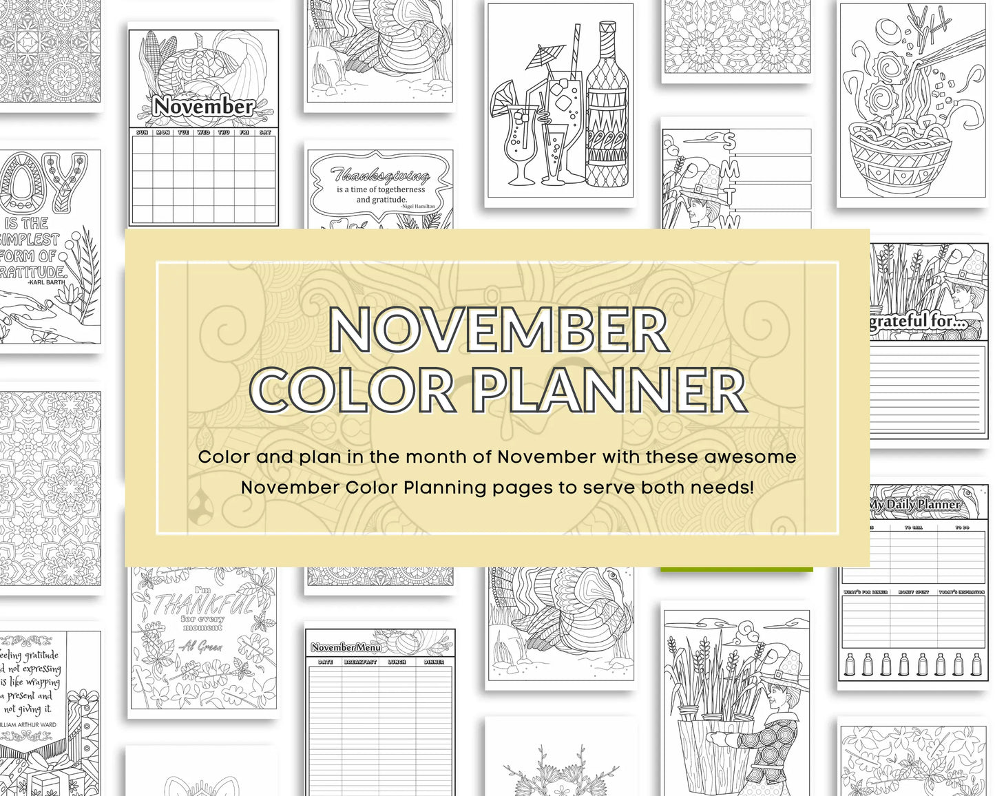 November Coloring Planner for Moms Homeschool and Humor