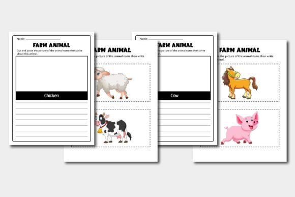 Cut and Paste Animals Worksheets Writing Bundle