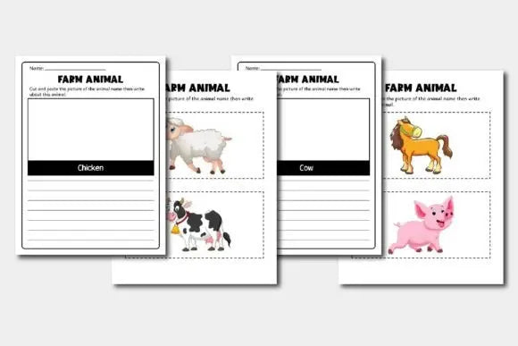 Cut and Paste Animals Worksheets Writing Bundle Homeschool and Humor
