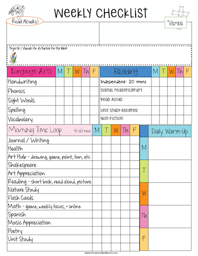 Morning Time Checklists + Loop Schedule