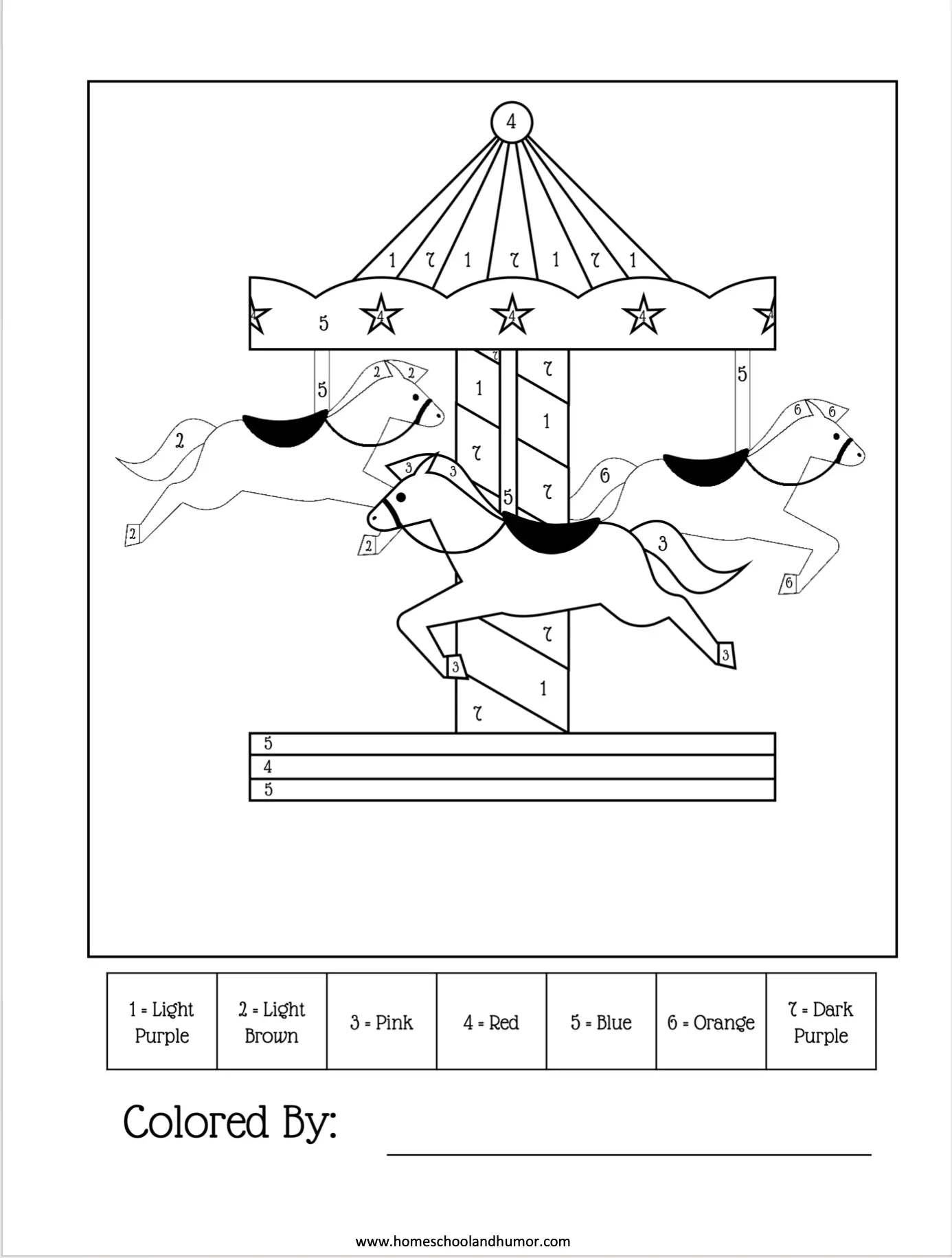 Color Carousel: Color By Number Set Homeschool and Humor