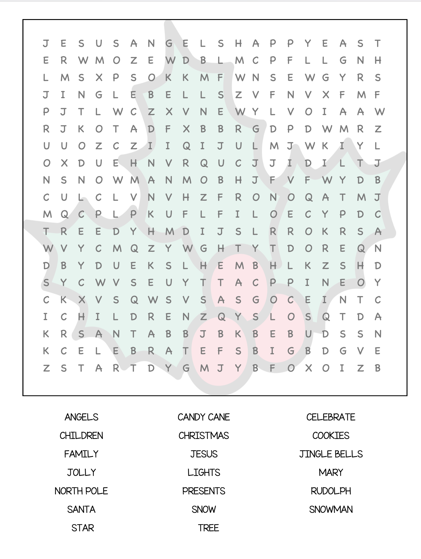 Christmas Word Search