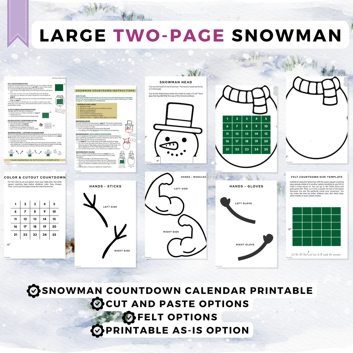 Snowman Printable Christmas Countdown | Christmas Activities Advent Calendar Homeschool and Humor