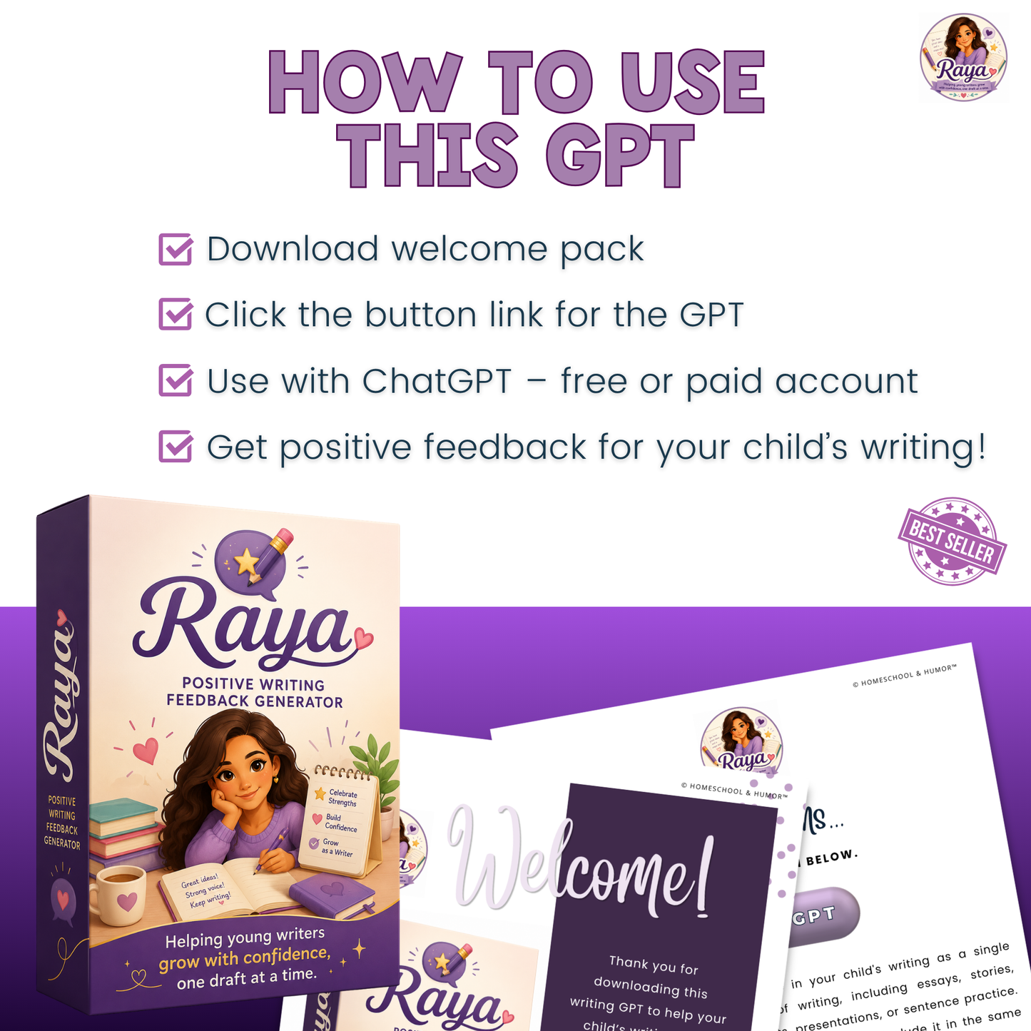 Raya the Positive Writing Feedback Generator Custom GPT | Homeschool GPT