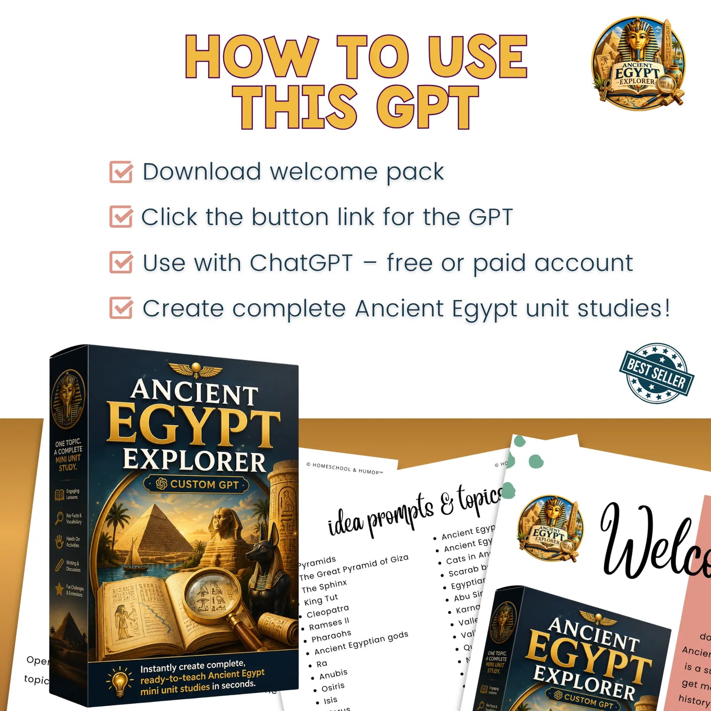 Ancient Egypt GPT | Homeschool AI Lesson Creator For Ancient Egypt Activities Homeschool and Humor