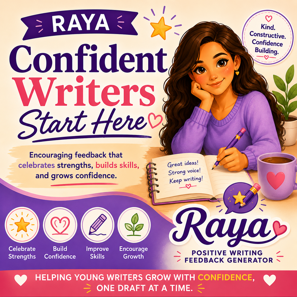 Raya the Positive Writing Feedback Generator Custom GPT | Homeschool GPT