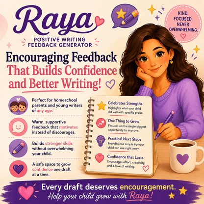 Raya the Positive Writing Feedback Generator Custom GPT | Homeschool GPT