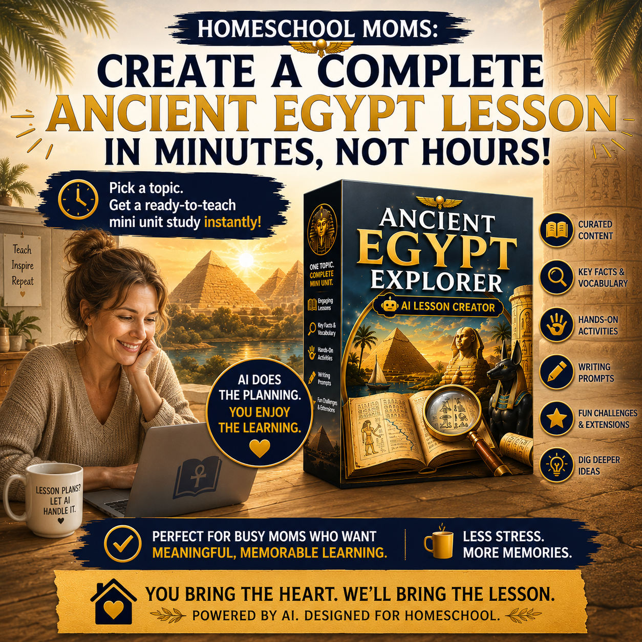 Ancient Egypt GPT | Homeschool AI Lesson Creator For Ancient Egypt Activities Homeschool and Humor