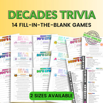 Through the Decades Trivia Questions and Answers Printable Homeschool and Humor
