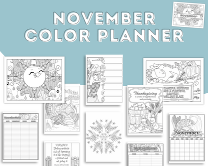 November Coloring Planner for Moms