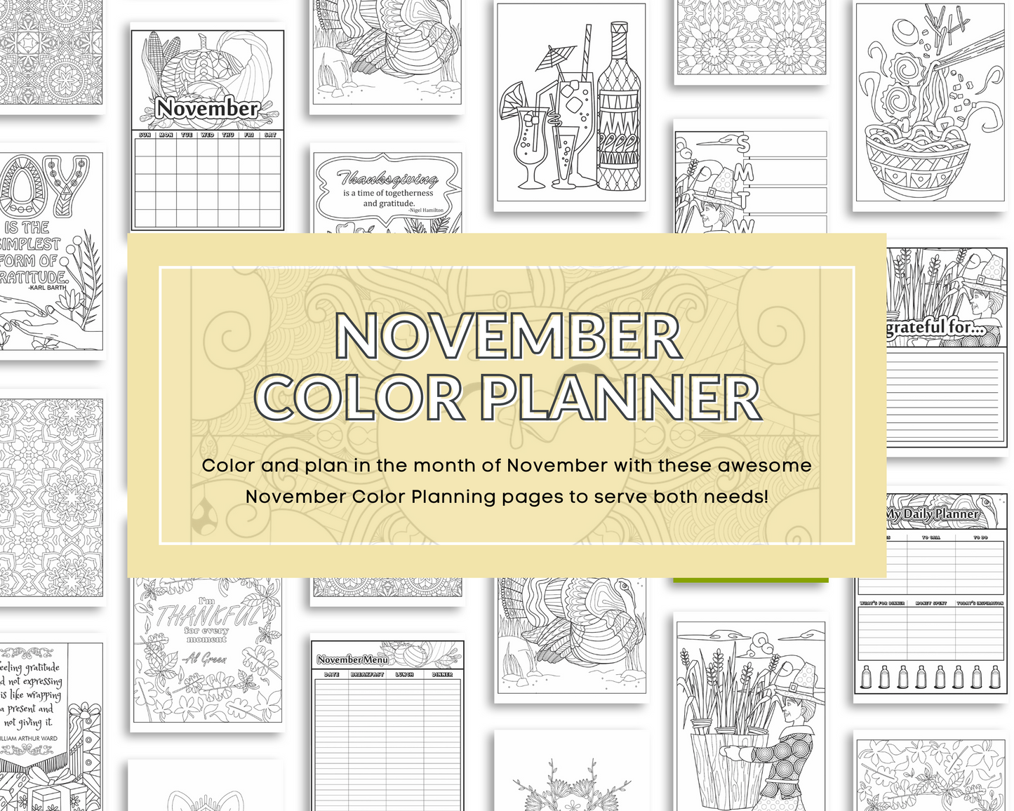 November Coloring Planner for Moms