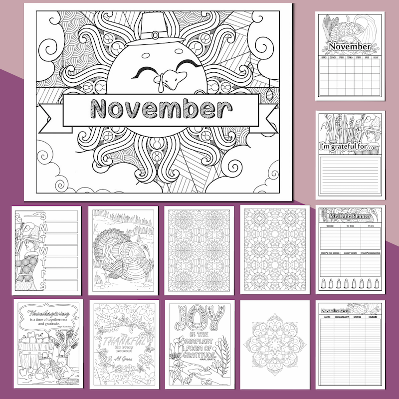 November Coloring Planner for Moms