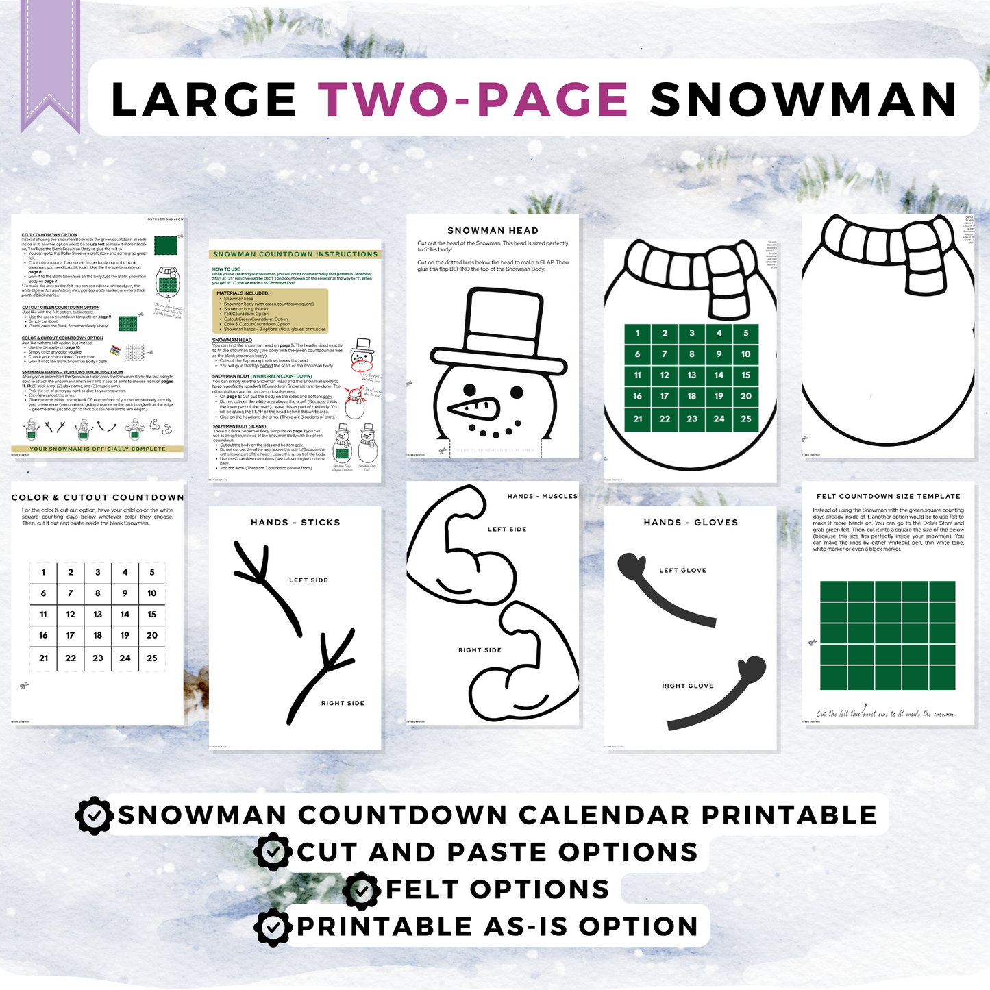 Snowman Printable Christmas Countdown | Christmas Activities Advent Calendar