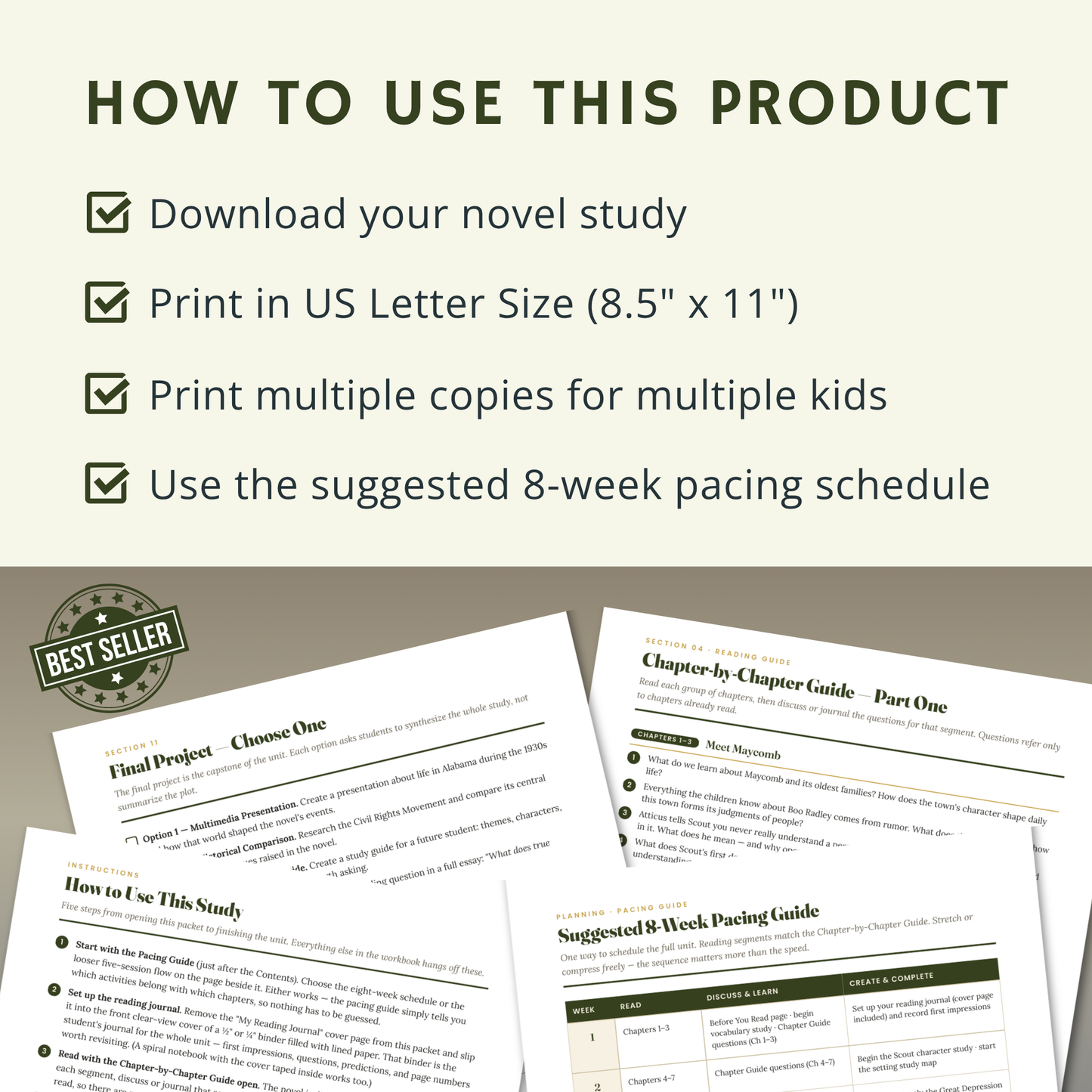 To Kill a Mockingbird Novel Study | High School Literature Guide, Book Study, Worksheets, Discussion Questions PDF Homeschool and Humor