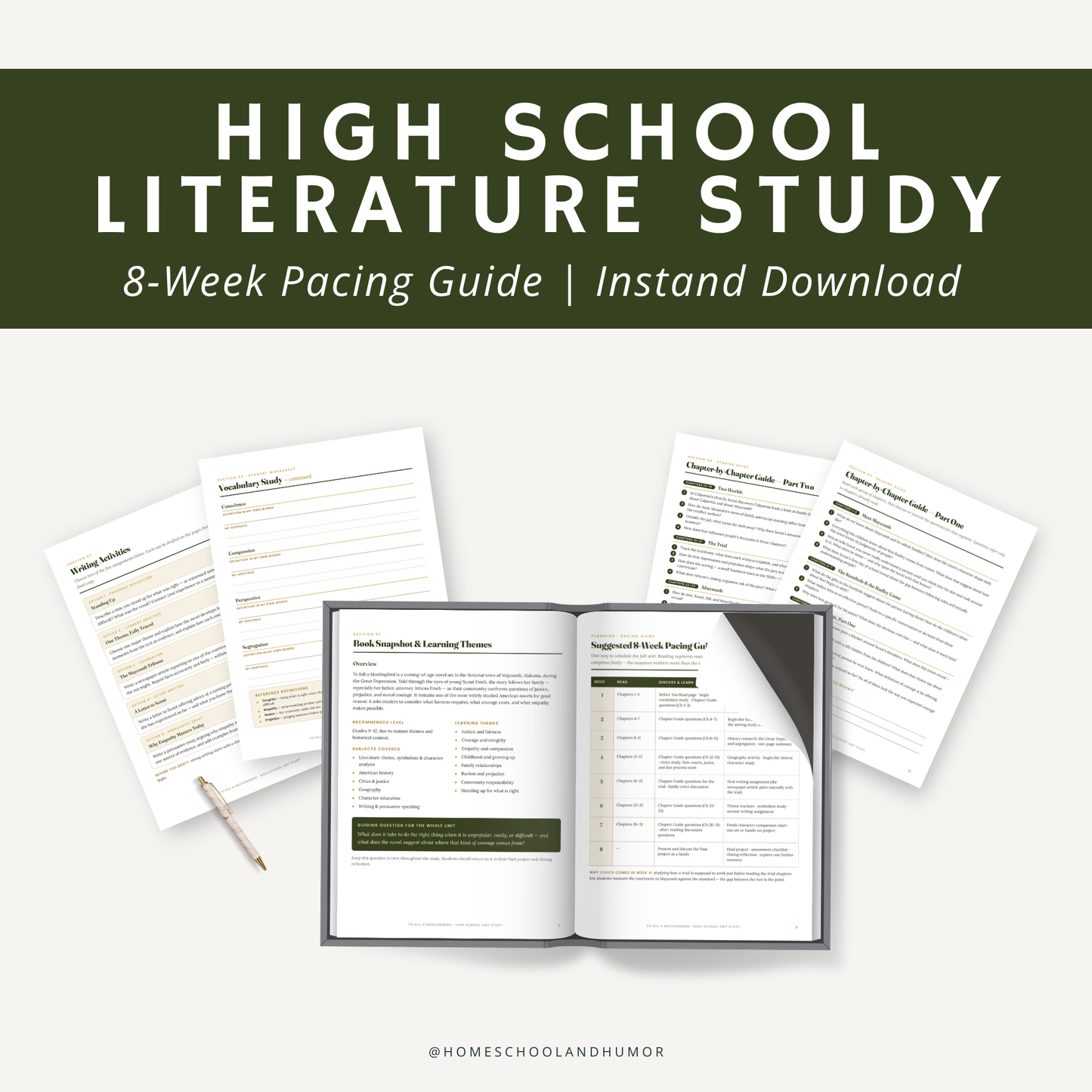 To Kill a Mockingbird Novel Study | High School Literature Guide, Book Study, Worksheets, Discussion Questions PDF Homeschool and Humor