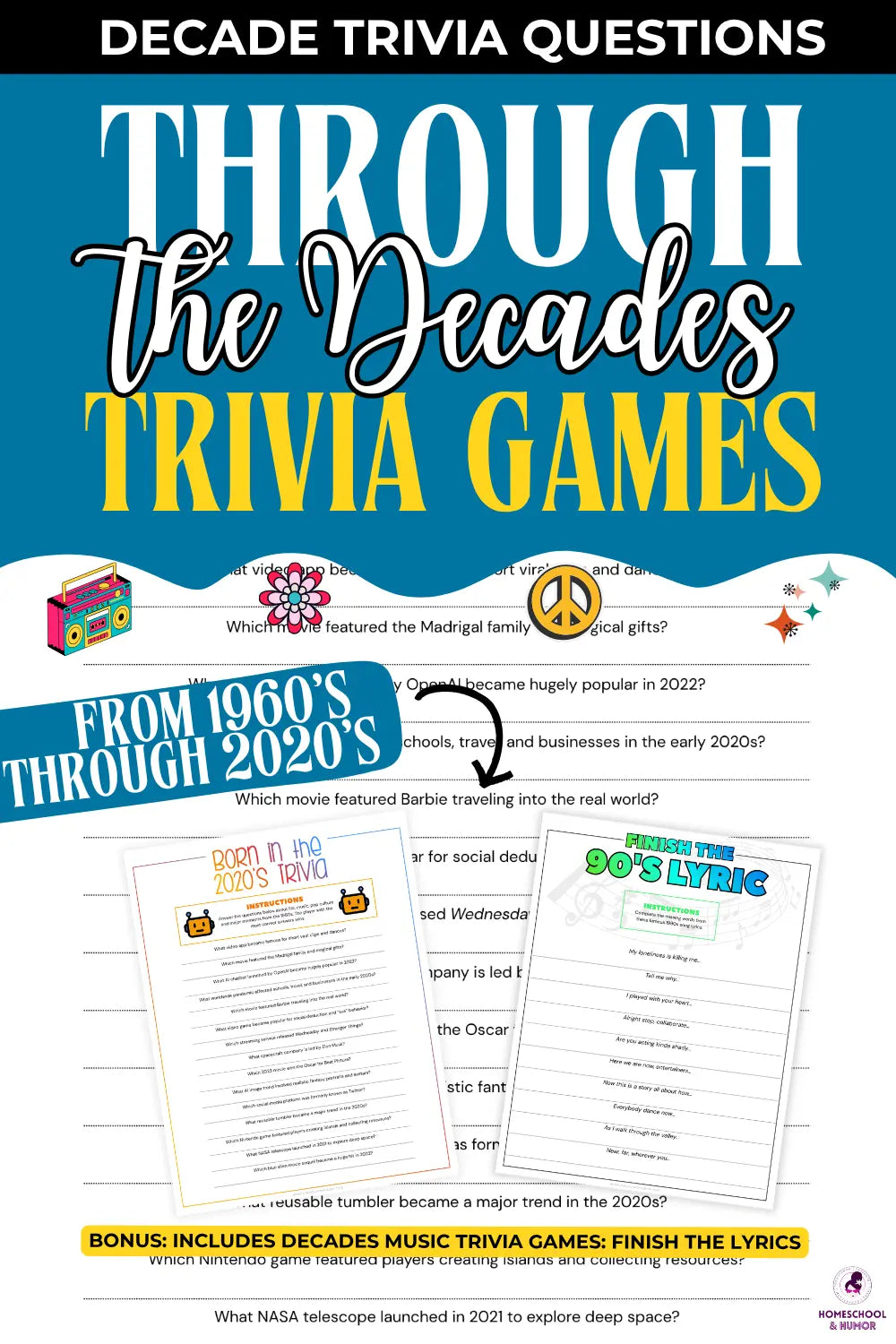 Through the Decades Trivia Questions and Answers Printable Homeschool and Humor