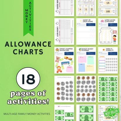 Allowance Chart, Reward Jar Printable, Responsibility Chart, Kids Chore Chart, Teen Money Tracker, Reward Bucks, Fake Money Kids Play Money