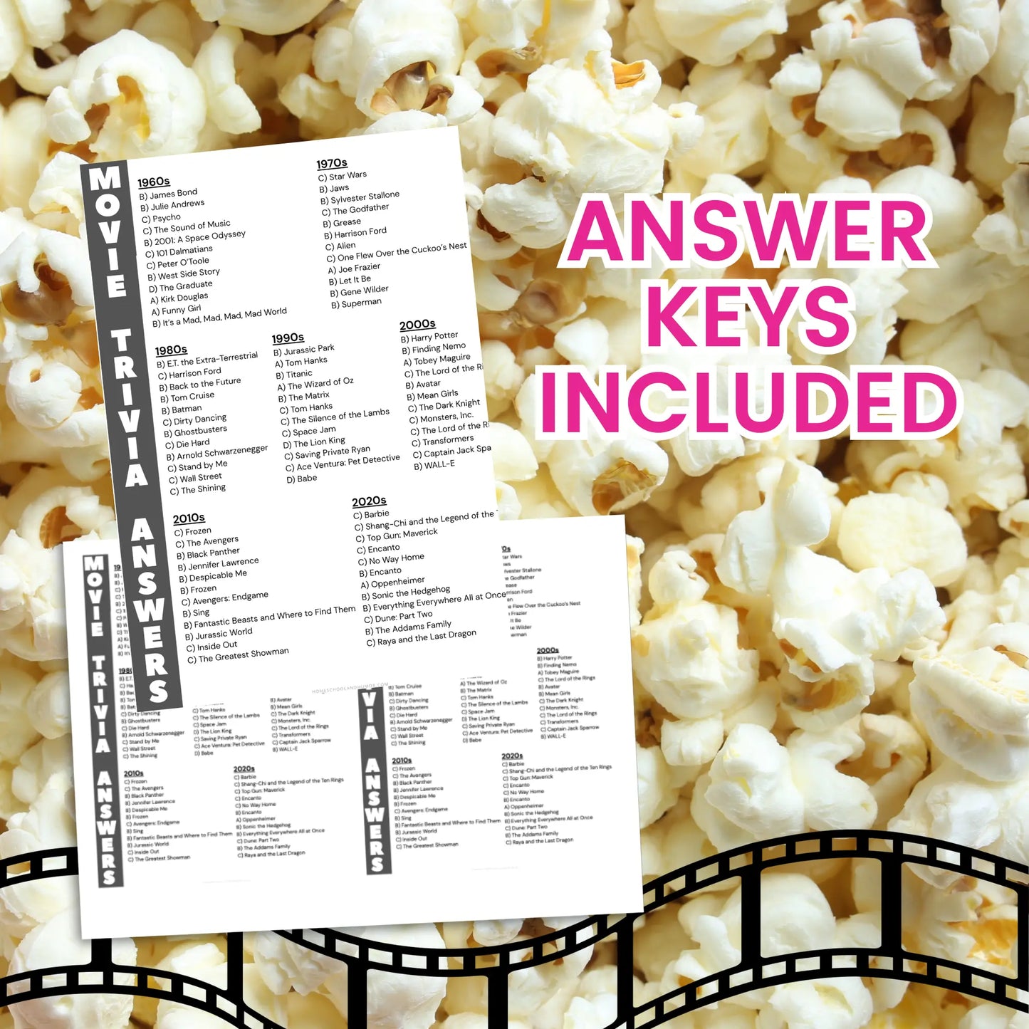 Movie Trivia Game Pack Homeschool and Humor
