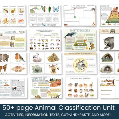 Animal Classification Unit Study | Animal Classification Activities & Worksheets for Kids Homeschool and Humor