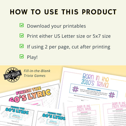 Through the Decades Trivia Questions and Answers Printable Homeschool and Humor