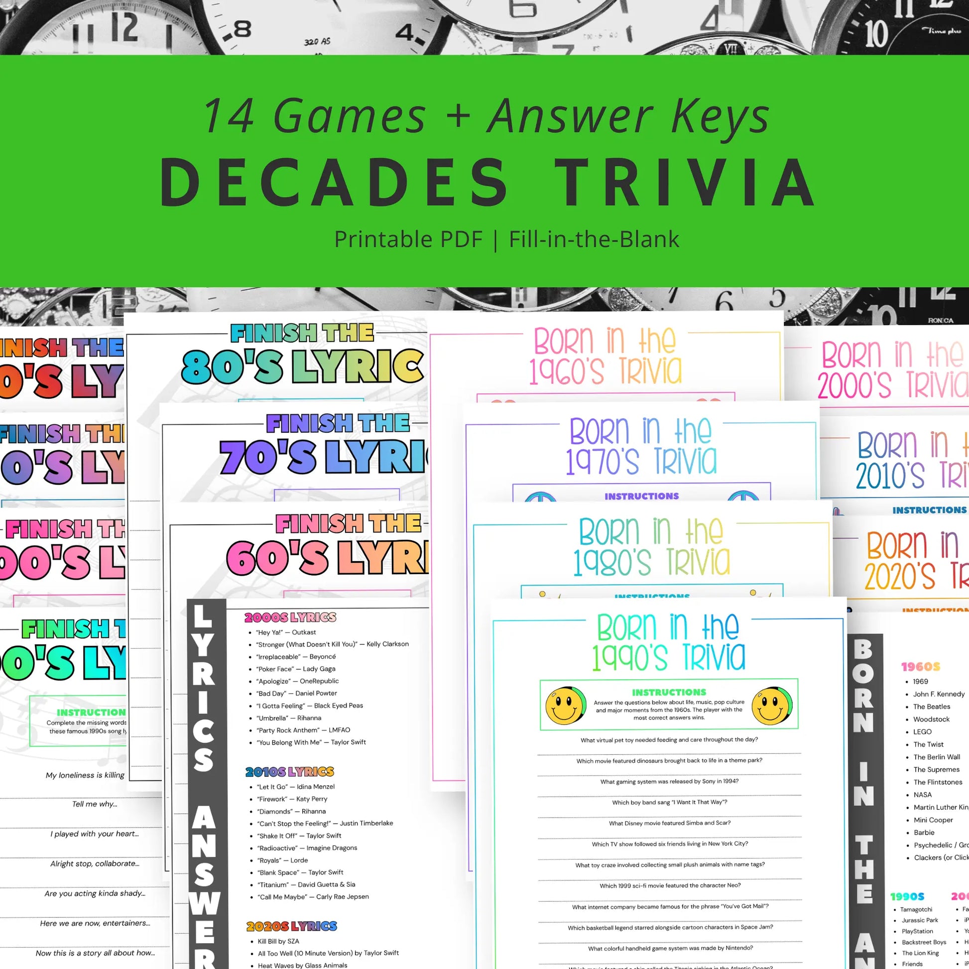 Through the Decades Trivia Questions and Answers Printable Homeschool and Humor