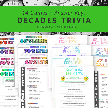 Through the Decades Trivia Questions and Answers Printable Homeschool and Humor