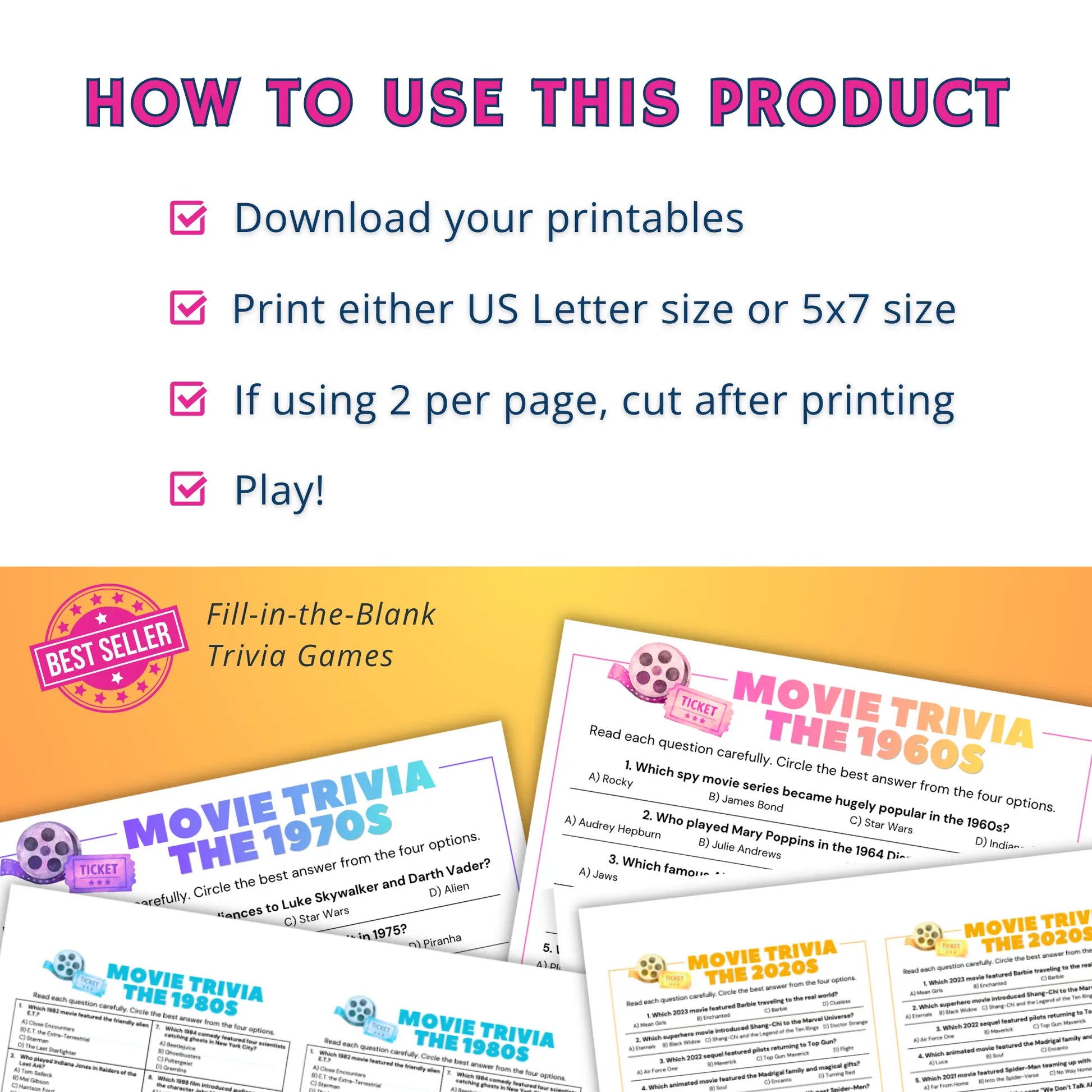 Movie Trivia Game Pack Homeschool and Humor