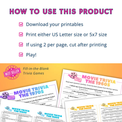 Movie Trivia Game Pack Homeschool and Humor