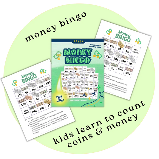 Money Bingo Cards for Kids