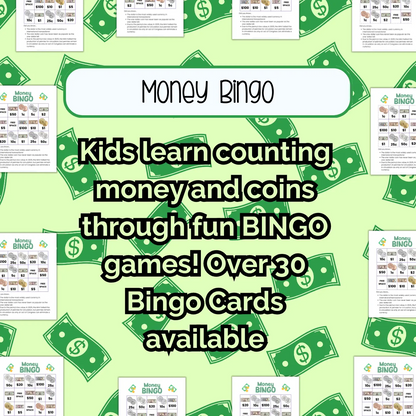 Money Bingo Cards for Kids Homeschool and Humor