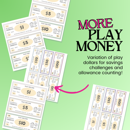 Allowance Chart, Reward Jar Printable, Responsibility Chart, Kids Chore Chart, Teen Money Tracker, Reward Bucks, Fake Money Kids Play Money