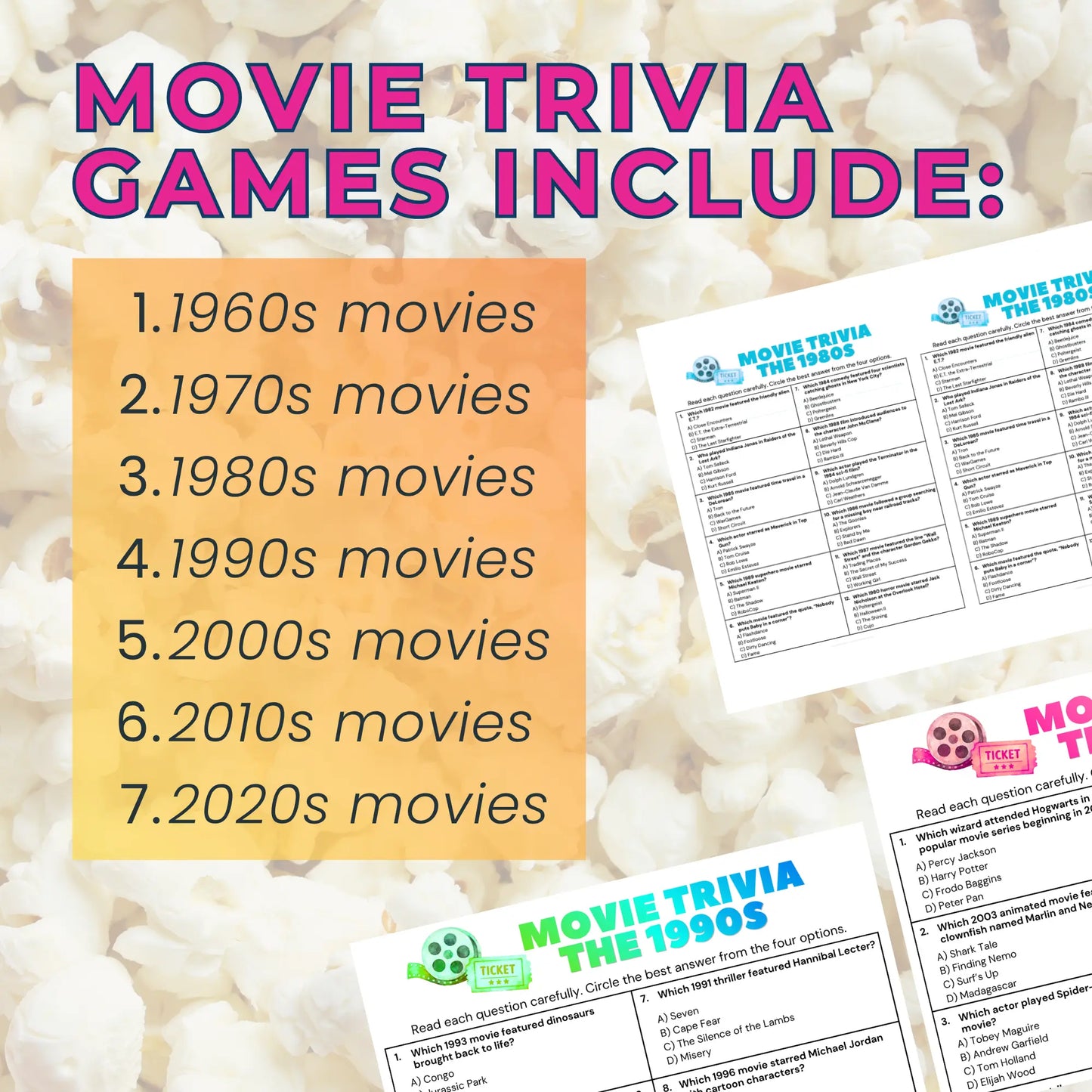 Movie Trivia Game Pack Homeschool and Humor