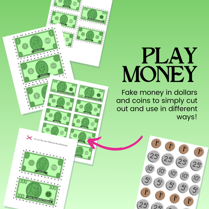 Allowance Chart, Reward Jar Printable, Responsibility Chart, Kids Chore Chart, Teen Money Tracker, Reward Bucks, Fake Money Kids Play Money