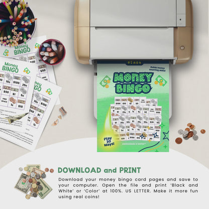 Money Bingo Cards for Kids